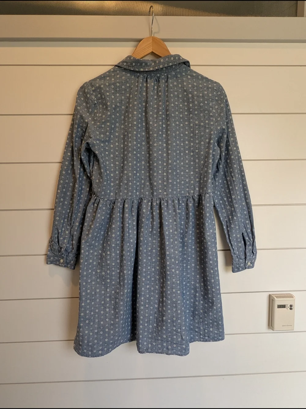 J. Crew Cotton Mini Shirt Dress Chambray Floral Print Size 6 Collared Button Up